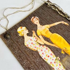 Vintage Sewing Pattern Mixed Media 11x14 Canvas Board Hanging Ribbon Collage